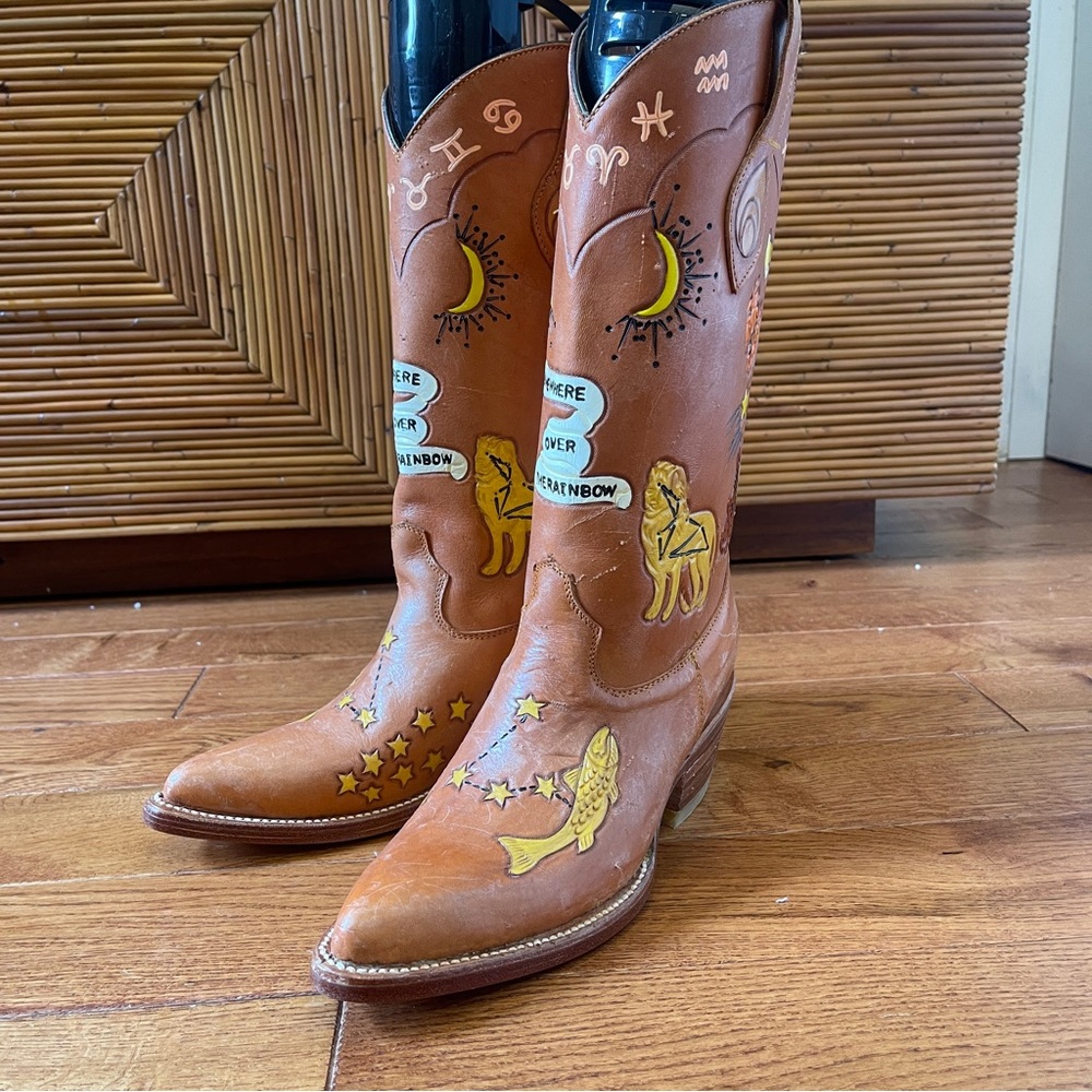 Brother Vellies “Doodle” Mermaid Cowboy Boots, Saturn Print, size 35 brand new